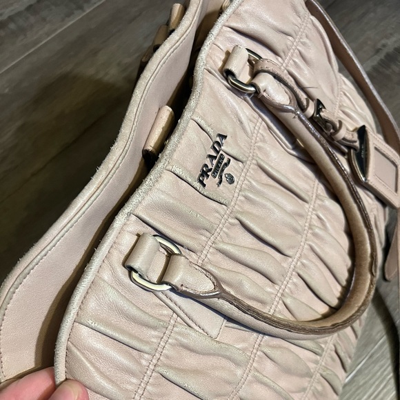 Prada Cream/ Beige/ Pink Leather Handbag - Picture 7 of 16